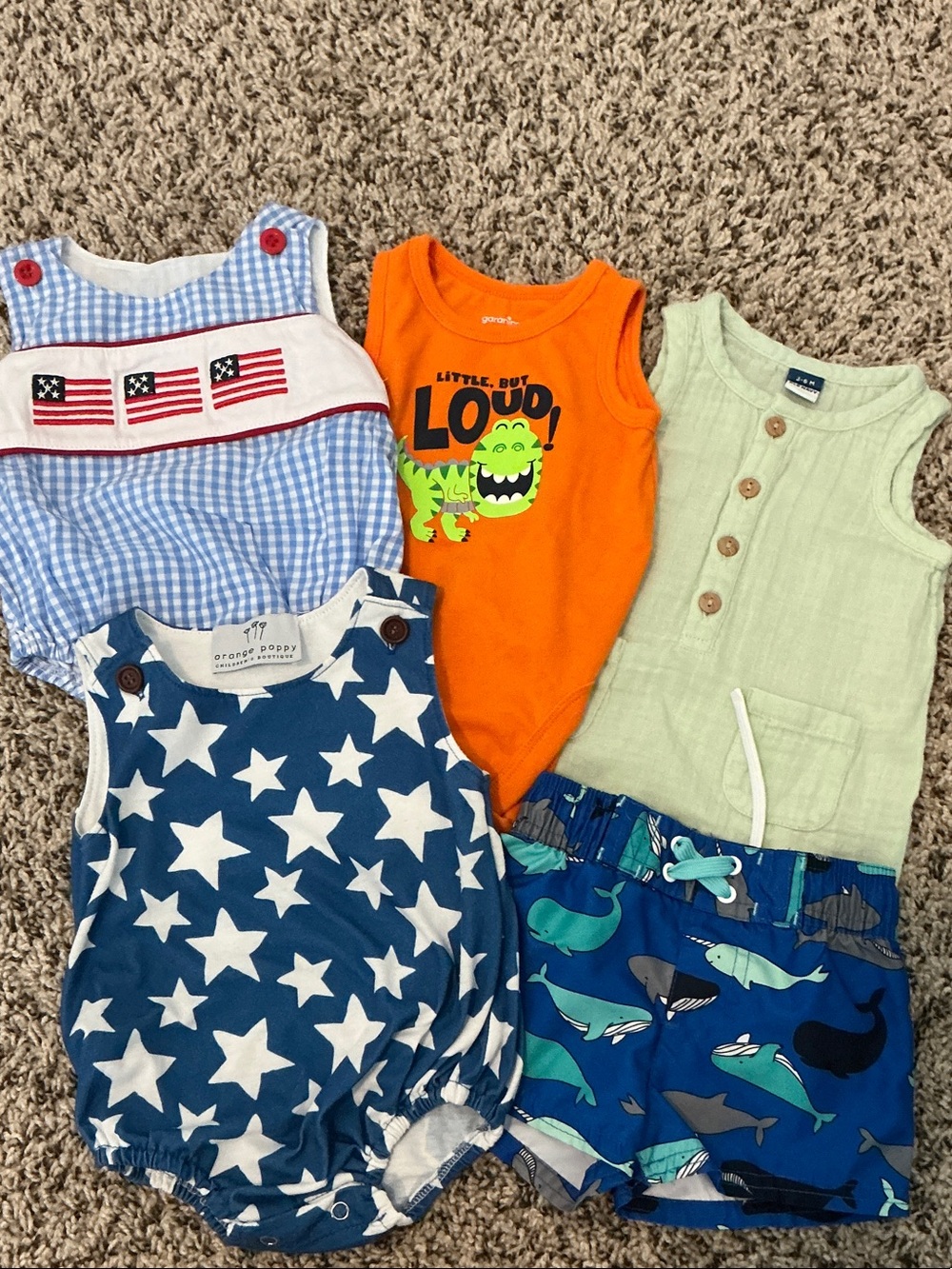 Baby Boy Summer Romper & Swim Shorts Bundle 3-6 months